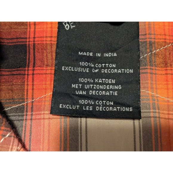 HARLEY-DAVIDSON MEN'S WASHED ORANGE PLAID SHIRT SHORT SLEEVE - NWT - LARGE - Picture 6 of 10